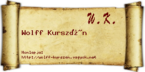 Wolff Kurszán névjegykártya